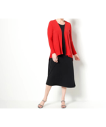 Attitudes by Renee Como Jersey Midi Dress &amp; Cardigan Set- RED BLACK, Pet... - £25.90 GBP