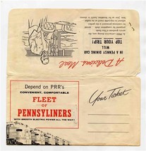 Pennsylvania Railroad Ticket Envelope &amp; Reservation Record Fleet of Penn... - $17.82