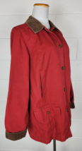 LL Bean Womens Red Cotton Barn Jacket Field Coat w. Plaid Lining M - £38.92 GBP