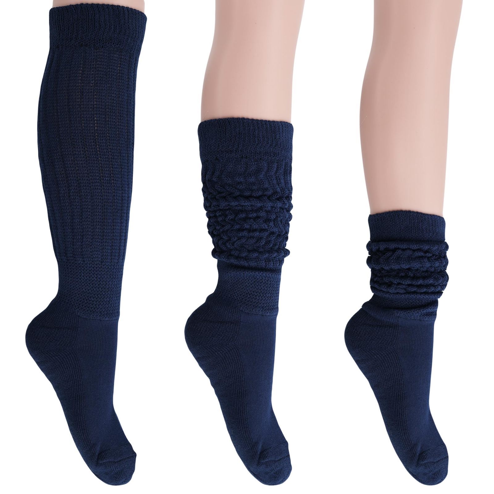 AWS/American Made Slouch Socks Cotton Scrunch Knee High Extra Long Heavy... - $8.81