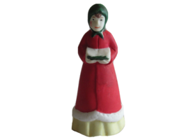 Christmas Village Figurine Woman Caroling Red Coat Holding Book 2.5&quot; - £7.81 GBP