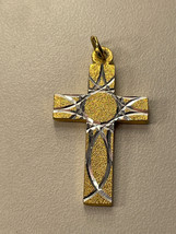 Cross Medal Goldtone with Silver Design Indent, Made in China - $7.91