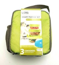 Lunch On The Go Smart Portion Kit Insulated Lunch Bag w/ Ice Pack Neon/Gray - £23.36 GBP