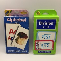 2 Packs Flash Cards School Zone Division 0-12 Fun Logic Alphabet Photo Counting - £15.73 GBP
