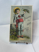 Antique 1800&#39;s Spurlock&#39;s Ask For No 5 Bluing Victorian Trade Card Boy W/ Bird - £23.70 GBP