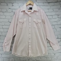 Vintage Panhandle Slim Western Shirt Mens 16.5 X 35 Pink Pearl Snap Rodeo Wear  - £23.45 GBP