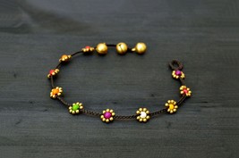 Multicolor Flower Braided Anklet, Hippie Floral Ankle Bracelet - £13.37 GBP