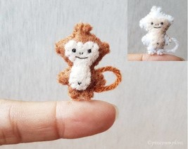 Tiny Brown Monkey Stuffed Animal, Mini Felt Monkey, Handmade Pocket Plush Toy - £9.34 GBP