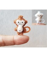Tiny Brown Monkey Stuffed Animal, Mini Felt Monkey, Handmade Pocket Plus... - $17.13 CAD