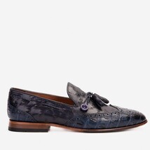 The Istanbul Navy Blue Leather Tassel Loafer Men Shoe image 7