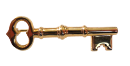 Gold tone Skeleton Key Novelty Lapel Hat Pin Brooch - $9.85