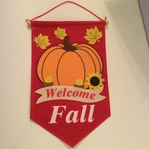 Thanksgiving Decor sign Welcome Fall hanger door wall autumn pumpkin acorn - £10.20 GBP