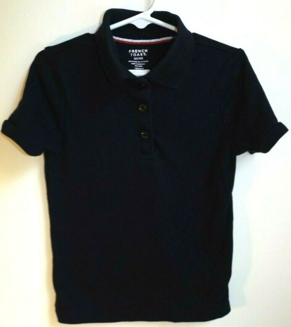 French Toast S (6/6X) navy short sleeve collared uniform shirt Poly/Cotton - $9.75