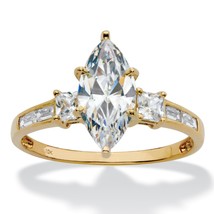 PalmBeach Jewelry 2.56 TCW Marquise-Cut CZ Solid 10k Gold Engagement Ring - £157.25 GBP