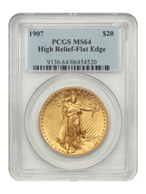 1907 $20 High Relief PCGS MS64 (Flat Edge) - $44,559.38