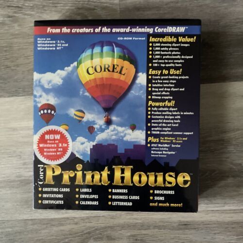 Corel Print House NIB CD-ROM Format Runs on Windows 95  NEW Sealed Vintage 1995 - $18.76