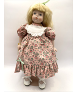 Carol Anne For Goebel Doll Porcelain Blond August on Stand 9.5&quot; - $23.74