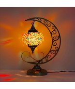 Beautiful Turkish Mosaic Stained Glass Crescent Moon Bedside Table Lamp - $1,657.49 MXN