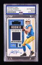 Justin Herbert Signed 2020 Panini Contenders Rookie Ticket Swatches #4 RC (PSA) - $693.00