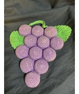 Vintage Hand Crocheted Purple Grape Cluster Bottle Cap Trivet Hot Pad - £11.25 GBP