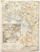 1914 Map Environs De Toulon Southern France Lithograph WW1 Era Antique D... - $29.99