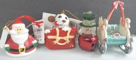 4Pcs Christmas Ornaments Gift Santa Claus Snowman Dog Slaw Ride Hang Decorations - £6.42 GBP