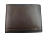 Fossil Allen RFID Traveler Dark Brown Leather Men&#39;s Wallet NEW SML1547201 - £27.49 GBP