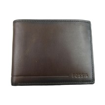 Fossil Allen RFID Traveler Dark Brown Leather Men&#39;s Wallet NEW SML1547201 - £27.42 GBP