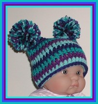 Royal Blue Baby Hat Boy Purple Turquoise Aqua Pompoms Newborn Pom Poms - $13.75