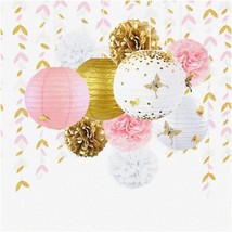 Golden Blossom Celebration Kit: Lanterns, Flowers, Pom Poms, 3D Butterfly Sticke - $62.36