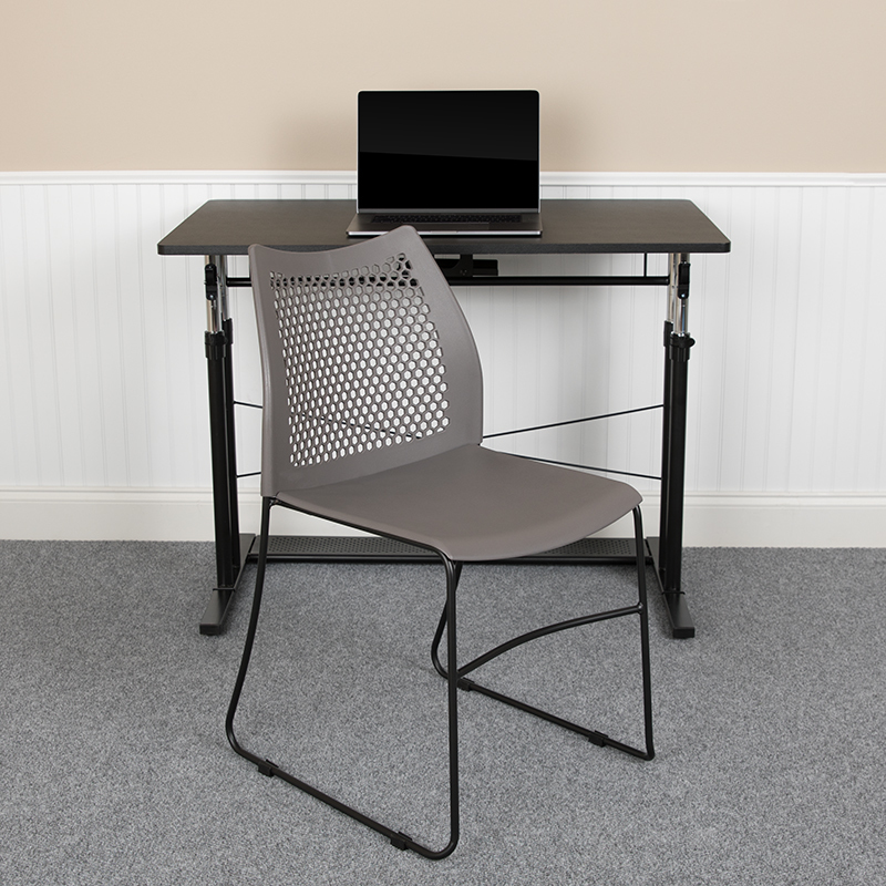 Gray Plastic Stack Chair RUT-498A-GY-GG