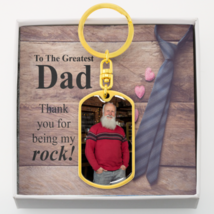 To Dad Personalized The Greatest Dad Message Dog Tag Pendant Keychain Stainless - £33.73 GBP+