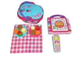 Toddler Girls Toys Lot Leapfrog Picnic Basket and 100 Words Learning Book Remote - £14.74 GBP