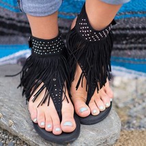 GAOKE 2021 New Arrive Women Bohemian Sandals Flat Sandals Tassels Casual Summer  - £23.50 GBP