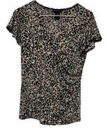 Rafaella Womens Short Sleeve Sz S Polyester Spandex Shirt  Top Leopard P... - £7.07 GBP