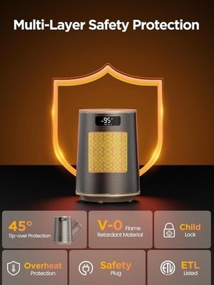 Space Heater, Electric Portable Heaters for Indoor Use with Thermostat and Remot Item image 7