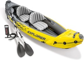 Explorer K2 Kayak, 2-Person Inflatable Kayak Set with Aluminum Oars, Manual and - £155.83 GBP