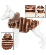 Pet Life &#39;Tira-Poochoo&#39; Tiramisu Patterned Fashion Mink Fur Dog Coat Jacket - £22.01 GBP+