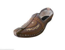 Men Shoes Indian Handmade Leather Mojaries Espadrilles Flat Brown Jutti US 8  - £42.95 GBP