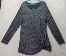 Banana Republic Blouse Top Women&#39;s XL Gray Space Dye Knit Twisted Hem Round Neck - £18.11 GBP