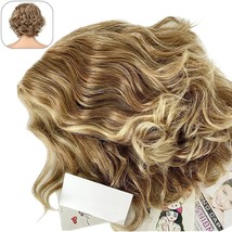 10 Inch Women Short Blonde Curly Wavy Bob Wig Bangs Fluffy Cosplay Party Real Us - £17.37 GBP