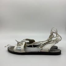 Coasters Women&#39;s Shoes White Flat Sandals With Lace Up Straps, Size 6.5M - $11.88