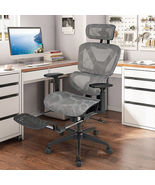 Mesh Office Chair with Tilting Backrest and Retractable Footrest-Gray - $4,556.28 MXN