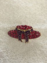 Vintage Red Hat Society Glass &amp; Metal Lapel Brooch Pin - £11.45 GBP