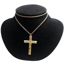 VTG Krementz Gold Overlay Cross Pendant Necklace 24”long - £47.18 GBP