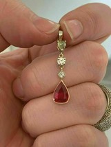 1.8Ct Pear Ruby Perfect Art Deco Vintage Wedding Pendant 14K Yellow Gold Finish - £116.84 GBP