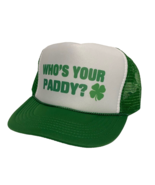 Funny St Patrick's Day Hat Who's Your Paddy? Trucker Hat Adjustable Green Party - £13.99 GBP