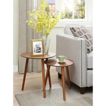 Nesting End Table Set 2-PC Wooden Tables Sofa Accent Side Living Room Furniture - £102.43 GBP