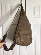 AmeriBag Healthy Back Bag Brown Pebbled Leather Sling Bag - £31.35 GBP