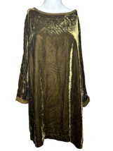 J Jill Dress Women&#39;s Large Green Velvet  3/4 Sleeve Tunic Shirt Bohemian Hippy - £18.14 GBP
